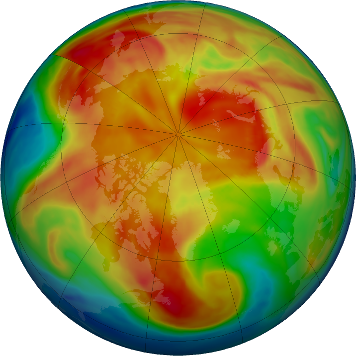 Arctic ozone map for 20 February 2019